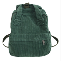 Ransel Kanvas Korduroi Musim Gugur Musim Dingin Tahan Air Warna Polos Klasik Tas Bahu Kecil Kasual Vintage Wanita Tas Sekolah