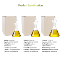 Collection de cruches à huile entièrement en verre 130-480 ml (4,40-16,23 oz) – Ensemble multi-tailles avec bec verseur givré, sans métal, sans plastique