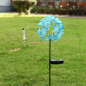 Solar Garden <b>Light</b> Iron Art Hydrangea Flower <b>Led</b> Solar Powered Outdoor Yard Decor Water Resistant Free Standing - Product Image 2