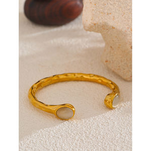 <span class=keywords><strong>Bracciale</strong></span> Aperto in Acciaio Inossidabile di Alta Qualità Placcato Oro PVD 18K da <span class=keywords><strong>Donna</strong></span> XY 4109 con Occhio di Gatto, Braccialetti Colorati e di Tendenza - Product Image 4