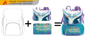 <span class=keywords><strong>Zaino</strong></span> Scolastico di Alta Qualità <span class=keywords><strong>per</strong></span> Bambine con Doppia Paillettes Blu, Set di Borse <span class=keywords><strong>per</strong></span> Studenti con Motivo Sirena - Product Image 3