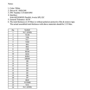 <span class=keywords><strong>2</strong></span>.42インチOLEDディスプレイ 128x64ピクセル 白青黄緑カラー 小型OLEDスクリーン 24ピン SSD1309 4線式SPI I2C PMOLEDパネル - Product Image 6