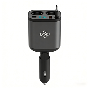 Caricabatterie da Auto con Display LCD e Doppia <span class=keywords><strong>Presa</strong></span> USB-A+2*USB-C con Cavo Type-C Integrato <span class=keywords><strong>per</strong></span> Ricarica Rapida, Compatibile con <span class=keywords><strong>iPhone</strong></span> Samsung Huawei - Product Image 2