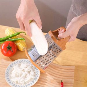 9-Inch Kitchen Cheese Grater 6 Sides Wood-Like Grain Handle Hand Tools Graters Durable Metal <b>Vegetables</b> Home Use 6-in-1 Grater - Product Image 4