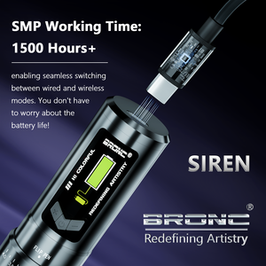 Stylo sans fil à course réglable pour SMP et <span class=keywords><strong>tatouage</strong></span> 1500 + heures durée de vie SIREN 2 pièces 1800 MAh batterie utilisation d'aiguille jetable - Product Image 5
