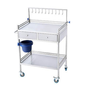 Chariot d'infusion médical en acier inoxydable avec crochets et tiroirs pour usage hospitalier - Product Image 4
