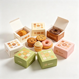 Custom Size Donut Paper Box Wholesale, Food Safe Disposable Donut <b>Container</b> With Printed Logo, <b>Takeaway</b> Packaging For Donut, Cup - Product Image 2