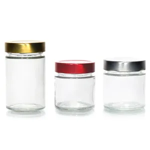 Wholesale Custom Color Style Jam Jelly Jars Food Safe Honey Glass Jar 500ml with Metal Lid for Kitchen Food Container