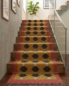 Diamond Geometric Handwoven Jute <b>Runner</b> <b>Rug</b> Boho Farmhouse Carpet Rustic Floor Decor for Entryway <b>Hallway</b> and Home Interior - Product Image 2