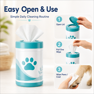 Lingettes pour animaux de compagnie personnalisées en gros sous marque privée, 80 lingettes pour le nettoyage de la bouche et du visage, éliminent les restes de nourriture pour chiens et chats - Product Image 4