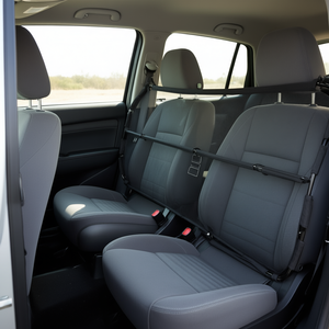 Barrière de voiture pour chien 56x32 pouces, séparateur de siège avant pour véhicule, produit de voyage pour animaux de compagnie, pliable, en textile, avec fermeture à ceinture - Product Image 2