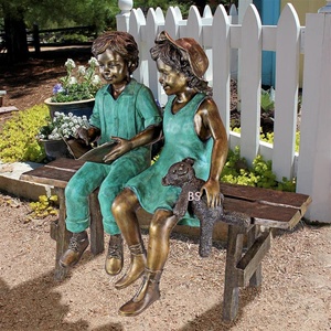 Bronze coulé la colombe de la paix Statue de jardin de petite fille grandeur nature - Product Image 5