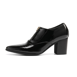 NA434-<span class=keywords><strong>zapatos</strong></span> de estilo japonés <span class=keywords><strong>para</strong></span> hombre, <span class=keywords><strong>botines</strong></span> de piel auténtica de tacón alto de 7,5 cm, calzado de negocios/fiesta/boda, color negro - Product Image 3