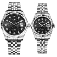 Montres de luxe pour couple, étanches, analogiques, en acier inoxydable, avec cristal de saphir, pour homme et femme, or, automatiques, en gros