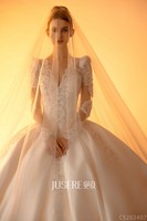 Robe de Mariée en Satin Perle Simple Cérémonie Blanche à Manches Longues Robe de Mariée Saoudienne Grande Taille à Personnaliser