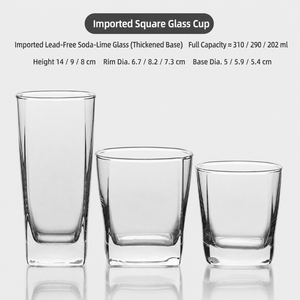 Vaso Cuadrado Clásico para Whisky, Vaso Grueso de Vidrio Sódico-Cálcico para Jugo, Café, Agua con Gas, Uso Doméstico, en Restaurantes y Bares, Venta al por Mayor - Product Image 3