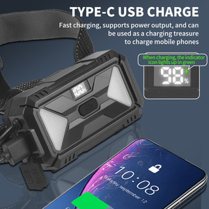 Linterna Frontal LED de 30W Recargable con Batería, Zoom Ajustable, Luz Blanca, Carga Tipo C - Product Image 4