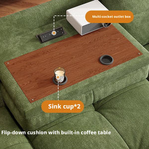 Canapé-lit électrique moderne sans accoudoirs avec porte-gobelets, trois places, convertible et inclinable pour petit salon - Product Image 5