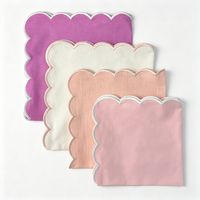 Serviettes de table en lin lavé à la française, bordure brodée festonnée, monogramme personnalisé, tissu de mariage fait main, pour restaurant, vente en gros