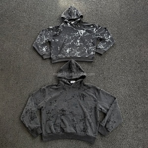 Sweat-shirts pour hommes en coton 100% 420 g/m² avec logo brodé 3D et impression DTG personnalisée, sweat-shirts épais délavés à l'acide, fabricant - Product Image 2