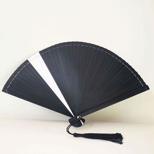 Black Painted Imitated Silk Fabric Bamboo Handheld Folded Fan Wedding Party Favors Baby <b>Shower</b> Gifts with Gift Bags Eco-friendly - Product Image 5