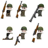 Soldats des Rangers de l'armée américaine de la Seconde Guerre mondiale avec armes à feu, figurines en blocs de construction en plastique ABS à petites particules, jouets éducatifs N683-688