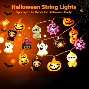 Guirlandes lumineuses LED à piles, lumières fantômes et citrouilles pour décoration intérieure, fêtes, Halloween, festivals, maison, bar, centre commercial - Product Image 1