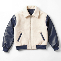 Veste universitaire personnalisée en chenille brodée pour homme, veste de baseball Letterman à manches en cuir, corps en laine, veste streetwear pour homme