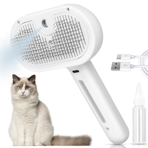 Brosse vapeur pour chat 3 en 1, brosse à poils pour animaux de compagnie, auto-nettoyante, antistatique, efficace pour l'élimination des poils, brosse de toilettage pour chat - Product Image 1