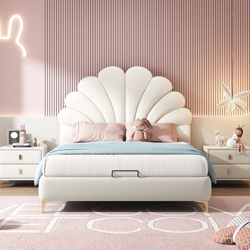 Cama king size cama pavão luxuosa cama de casal iluminada mobília completa para quarto casa cama infantil estofada para meninas