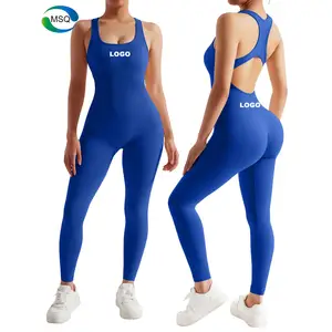 Latihan wanita Bodycon latihan seksi set pakaian olahraga pakaian kebugaran Yoga Backless jumpsuit untuk wanita
