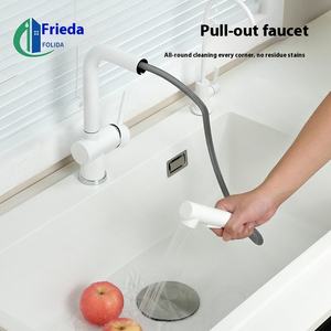 פרידה כיור מטבח יחיד מרובע אבן קוורץ לבן אבן אחד עיצוב דלפק התקנה כולל אגני גרניט ירקות - Product Image 2