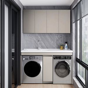 Ensemble de lavabo intégré en aluminium pour machine à laver, évier de balcon domestique, lavabo pour se laver les mains - Product Image 3