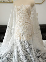 Kain Tulle Mesh Bordir Payet Mawar Baru untuk Rok Luar Gaun Pengantin