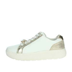 Baskets Geox pour femme D46XFG 046JS en toile blanc et or, chaussures tendance - Product Image 1