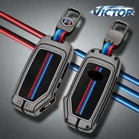 Étui de protection pour clé de voiture en alliage de zinc de haute qualité, 3 boutons, coque de clé de voiture en silicone et métal, accessoires pour clés de voiture