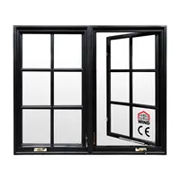 American Aluminum SDL GBG Lites Double Glass Black Wood Window Grid Design Aluminum Security Grille Windows Crank Out Casement