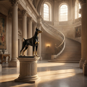 Escultura de bronce fundido a la cera perdida de Doberman <span class=keywords><strong>Pinscher</strong></span> - Postura, escala y pátina totalmente personalizables, arte de bronce de alta calidad - Product Image 1