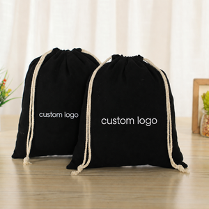 Luxury Jewelry Packing Custom Size Color Printing Logo Cotton Dust Bag Velvet <b>Drawstring</b> Pouch Canvas Dust Bag - Product Image 3