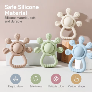Hochet <span class=keywords><strong>de</strong></span> <span class=keywords><strong>dentition</strong></span> en <span class=keywords><strong>silicone</strong></span> pour bébé, jouet à mâcher pour nourrisson, <span class=keywords><strong>anneau</strong></span> <span class=keywords><strong>de</strong></span> <span class=keywords><strong>dentition</strong></span> sensoriel pour tout-petit, jouet éducatif précoce - Product Image 6