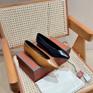Lo Piano 2024 – Ballerines plates en cuir véritable pour femme, à bout pointu, à enfiler, avec bride réglable, confortables, simples et polyvalentes, style <span class=keywords><strong>Granny</strong></span> - Product Image 1