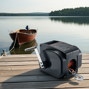 Cabrestante eléctrico Vevor para embarcaciones, 12V CC, 300W, 2000 libras, con cuerda sintética, control remoto con cable y manivela. - Product Image 2