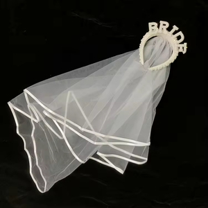 Hstyle <span class=keywords><strong>Bachelorette</strong></span> Party Decors - Bride to Be Pearl Bandeau avec voile pour cadeau de douche nuptiale Bandeau de mariée pour <span class=keywords><strong>Bachelorette</strong></span> - Product Image 3