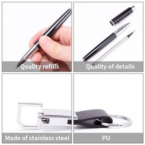 2024 Luxury Metal <b>Pen</b> Gift Set Custom Logo 2-in-1 Feather Keychain & Business <b>Pen</b> with <b>Box</b> Black Promotional - Product Image 3