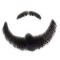 Vente en gros de cheveux humains européens Remy authentiques, style exotique, accessoires de maquillage, favoris invisibles doux, moustache, film de déguisement, fausse barbe