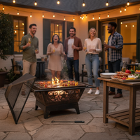 Foyer carré antique avec gril pour barbecue Grill Camping Fire Pit BBQ Grill