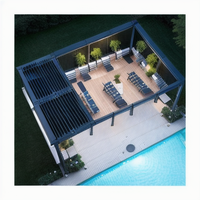 Pérgola Retráctil de Aleación de Aluminio para Exteriores con Ventanas Corredizas Impermeables y Pantalla Protectora