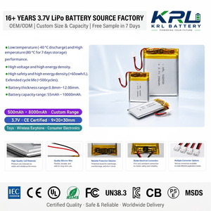 Piles liquides miniatures 45 mAh 501012, cellules minces, marque privée OEM, cathode LiCoO2, 500 cycles - Product Image 2