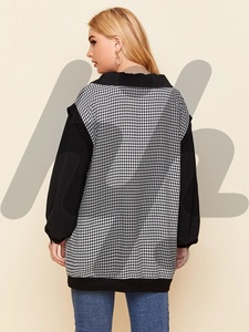 Huzaifa เสื้อสเวตเตอร์เปิดไหล่ของผู้หญิงลายฮาวด์ทูธวางไหล่มีคุณภาพระดับพรีเมียม - Product Image 2