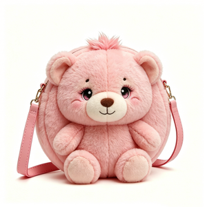 Custom Pink Lop Ear Bunny Plush Crossbody Bag, <b>Cute</b> Round Rabbit Plush Shoulder <b>Purse</b>, Girls Cartoon Rabbit Plush Sling Bag - Product Image 3